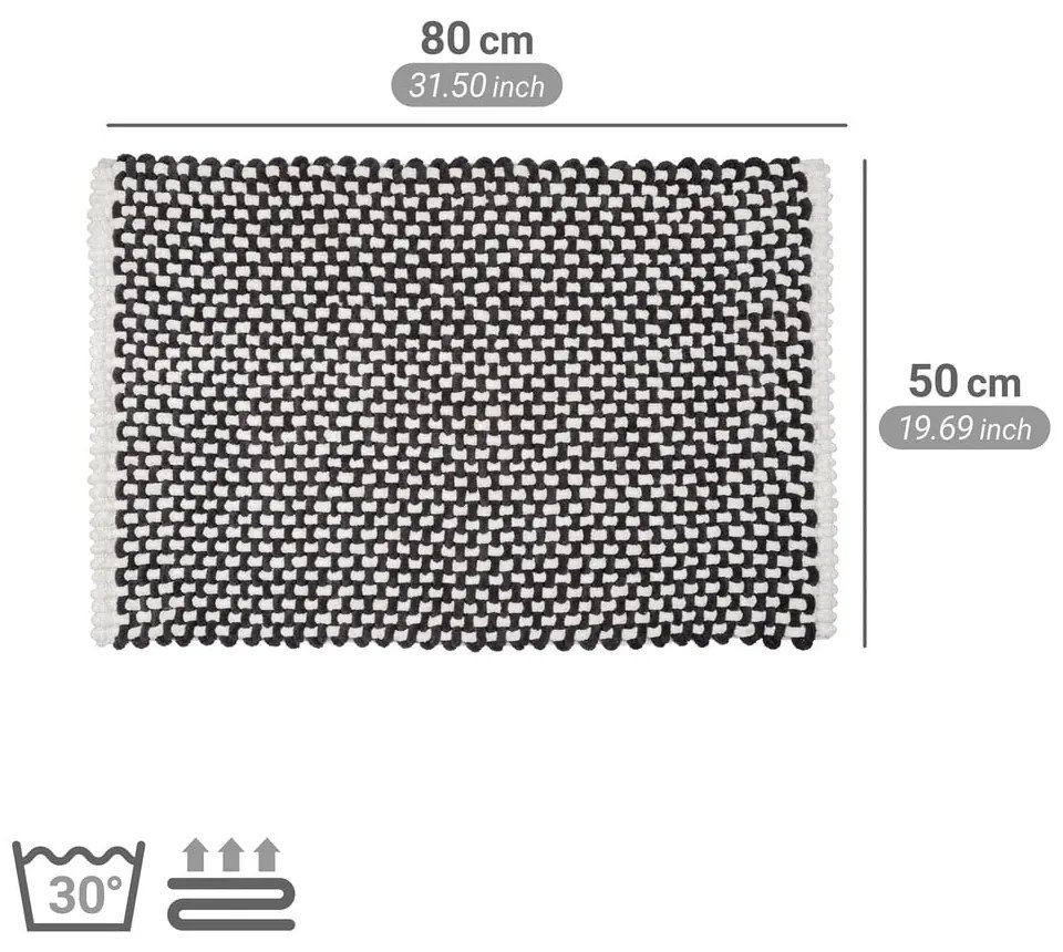 Fekete-fehér textil fürdőszobai kilépő 50x80 cm Covelo – Wenko