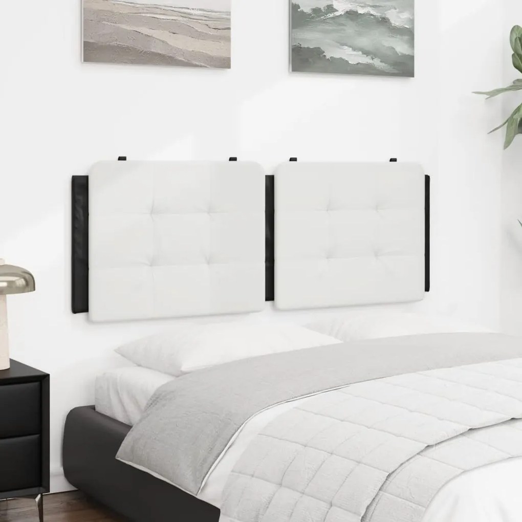 fehér és fekete műbőr fejtámla párna 140 cm