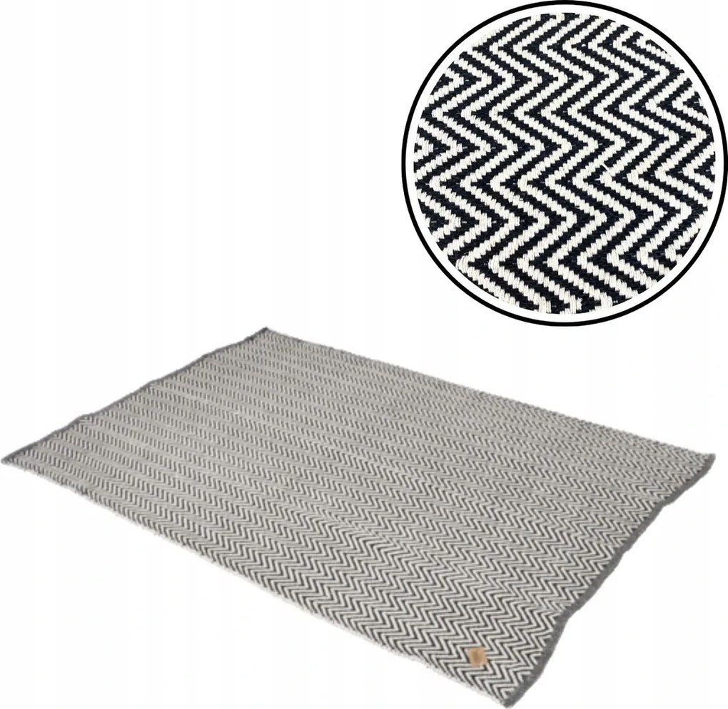 Esquina szőnyeg 140x200 cm, fekete-fehér.