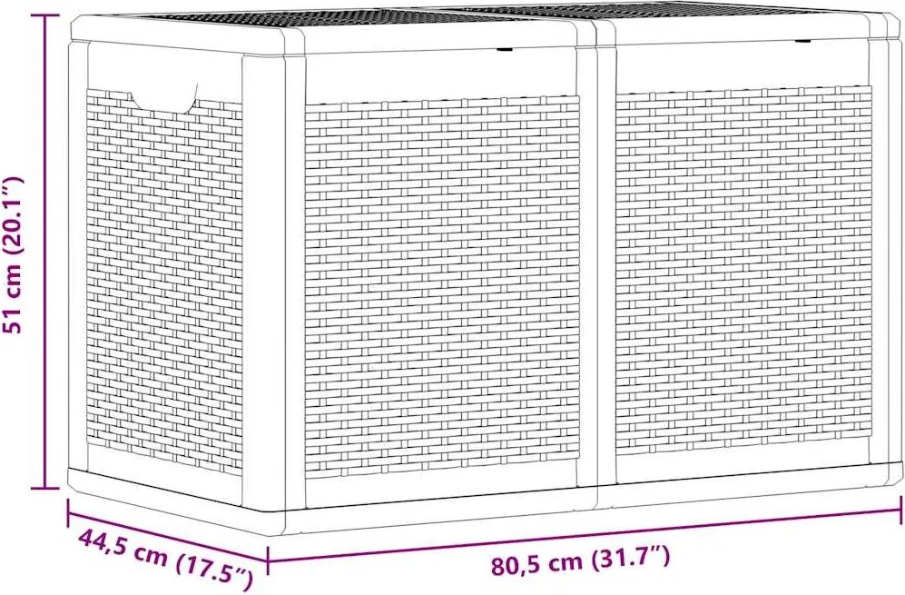 vidaXL szürke PP rattan kerti tárolóláda 180 L