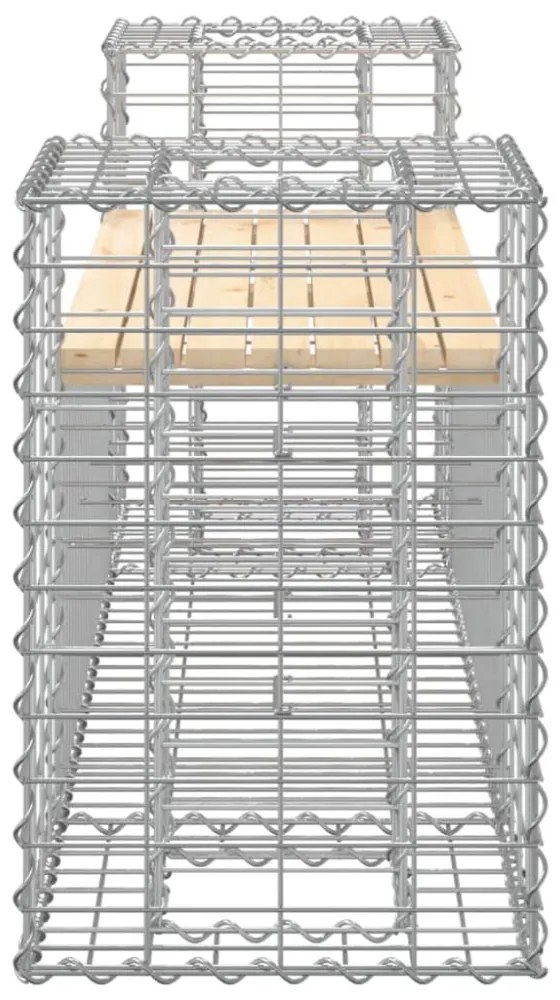 tömör fenyőfa gabion kerti pad 183x41x60,5 cm