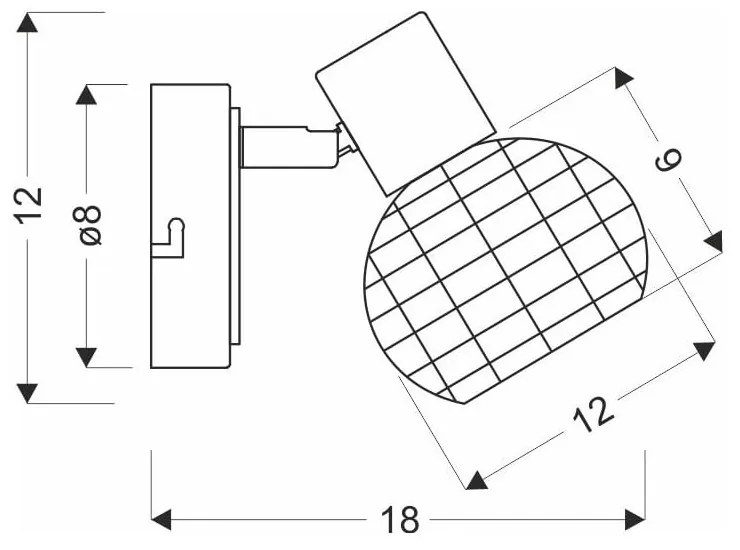 Fekete-krémszínű fali lámpa ø 12 cm Tajga – Candellux Lighting