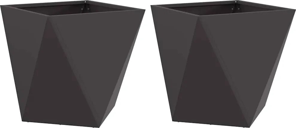 vidaXL Növénytartó 2 pcs Fekete 50 x 50 x 50 cm Acél