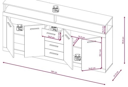 RUNA komód sonoma tölgy/fehér