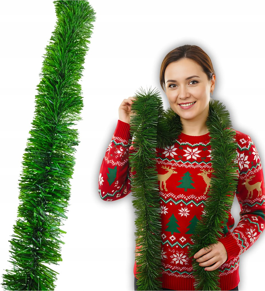 Karácsonyi Karácsonyfa Füzér 5m 7 cm Karácsonyfa Lánc Zöld 500 cm