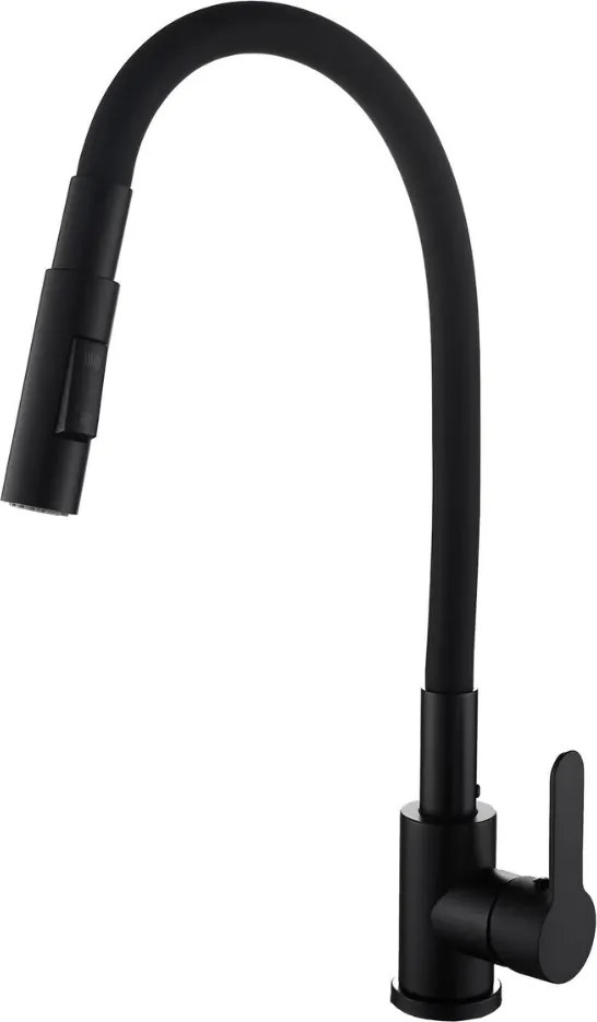 Gamma Flex 4000, álló mosogatócsaptelep flexibilis karral, 2 funkciós kifolyóval, matt fekete, GMA-BFX-4000BK