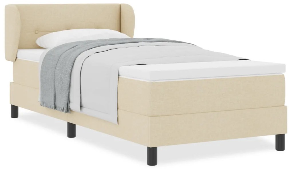 Boxspring Ágy Matraccal Krém 90x200 cm Szövet