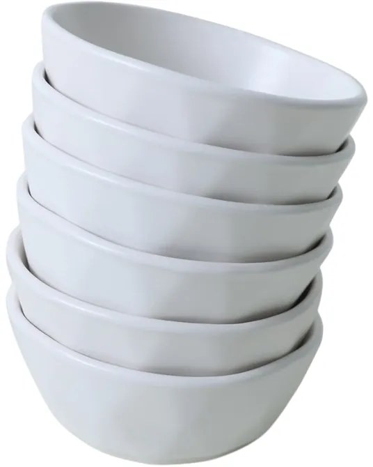 6 darab Facetta 12 cm-es kőagyag tál, fehér