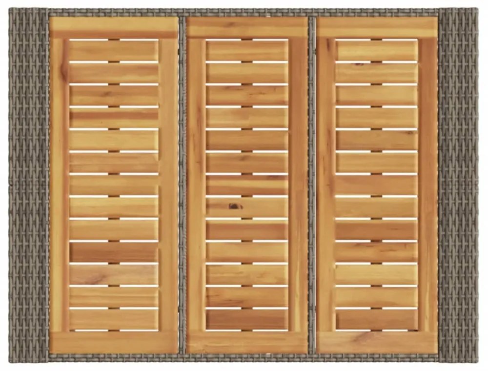 szürke polyrattan kerti bárasztal akácfa lappal 105x80x110 cm