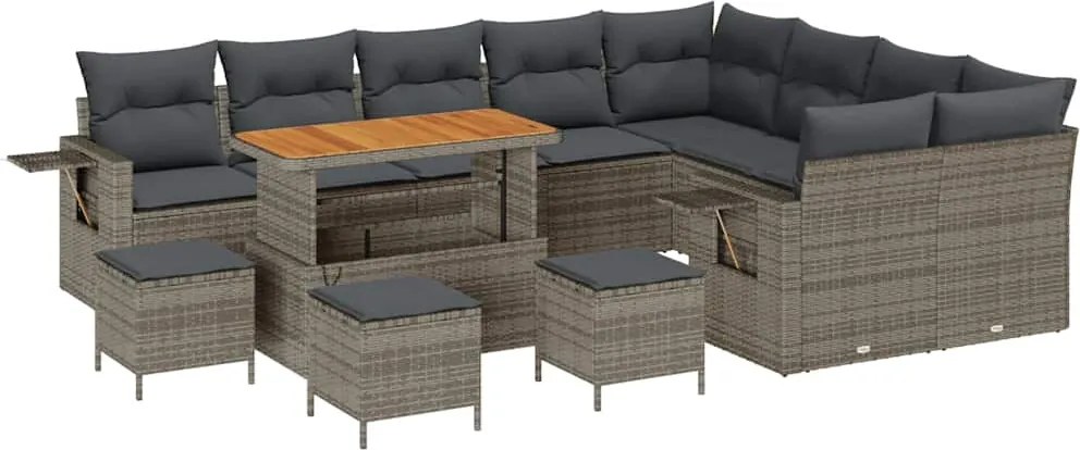 vidaXL Kerti Kanapé Szett 13 pcs Szürke polirattan
