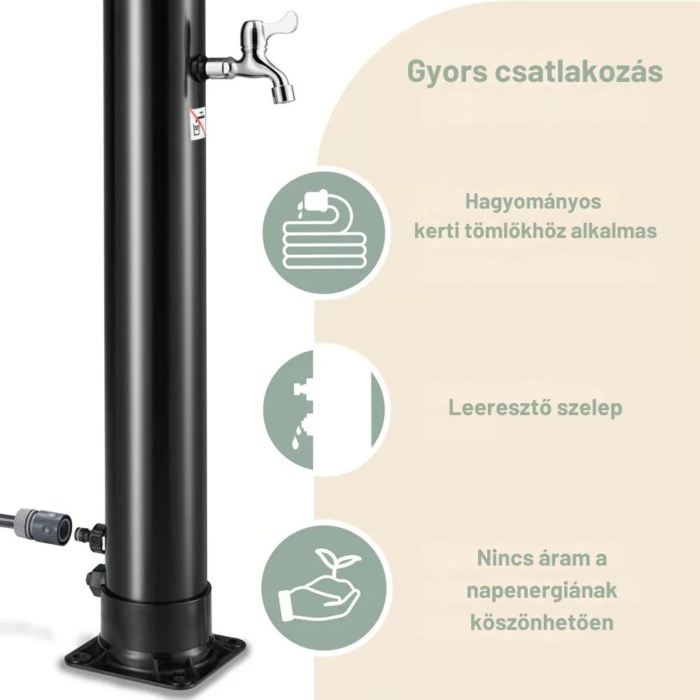 BOW napelemes zuhanyzó, 20l, fekete Monzana