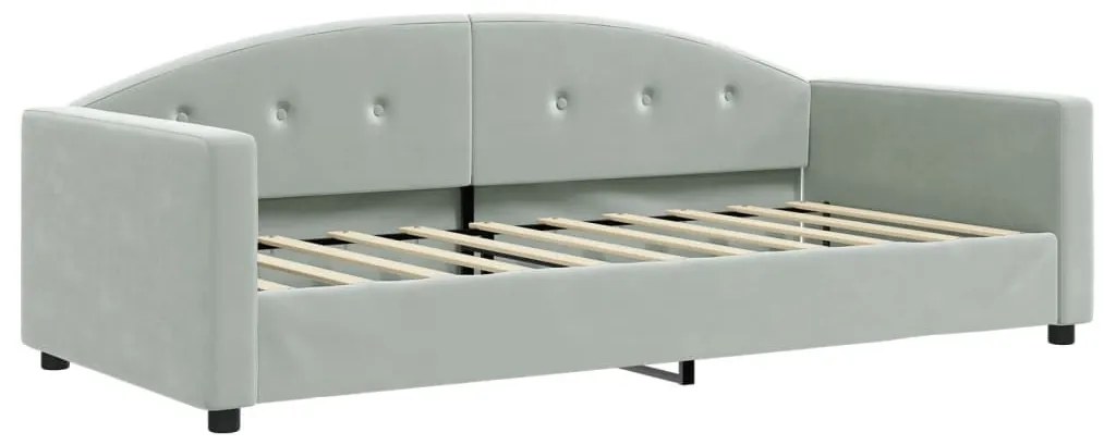 vidaXL világosszürke kihúzható bársonyheverő 90 x 190 cm