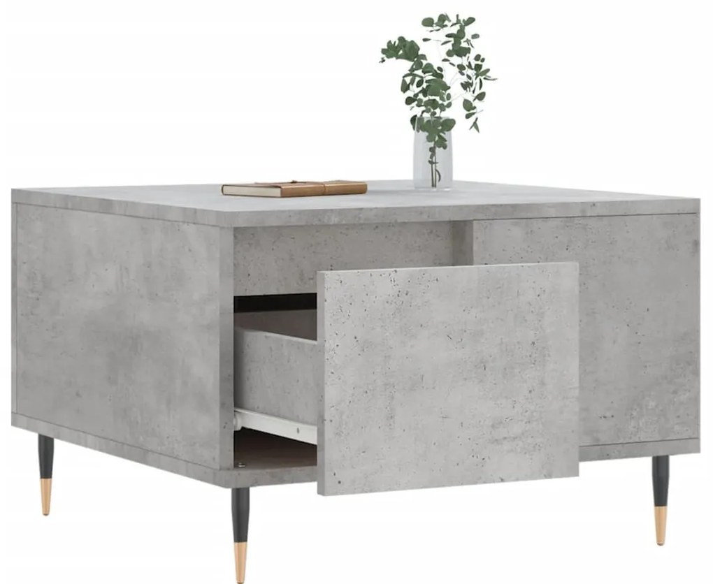 Betonszürke szerelt fa dohányzóasztal 55x55x36,5 cm