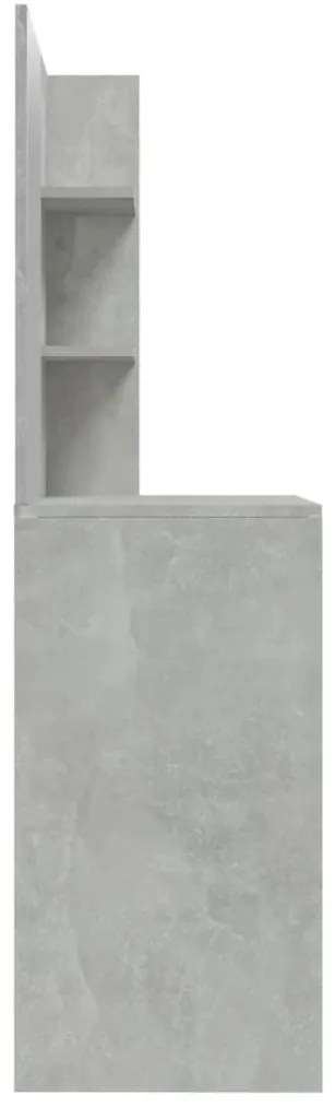 betonszürke fésülködőasztal tükörrel 74,5 x 40 x 141 cm