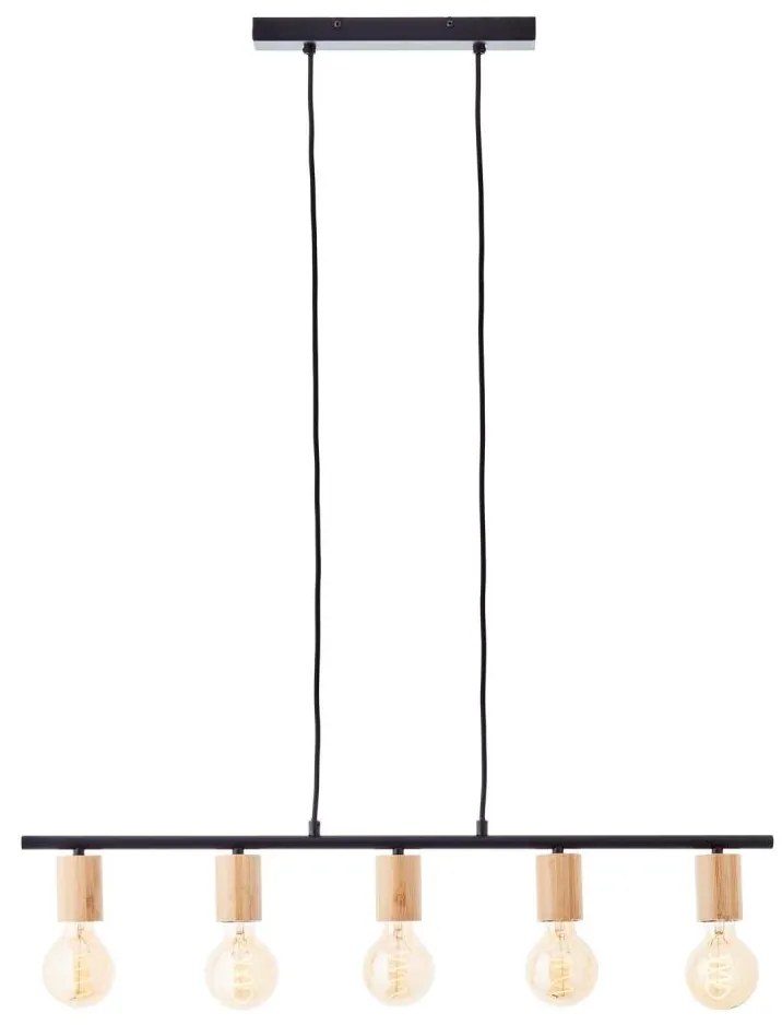 Brilliant - Függőlámpa kábellel KERRY 5xE27/40W/230V fekete/bambusz