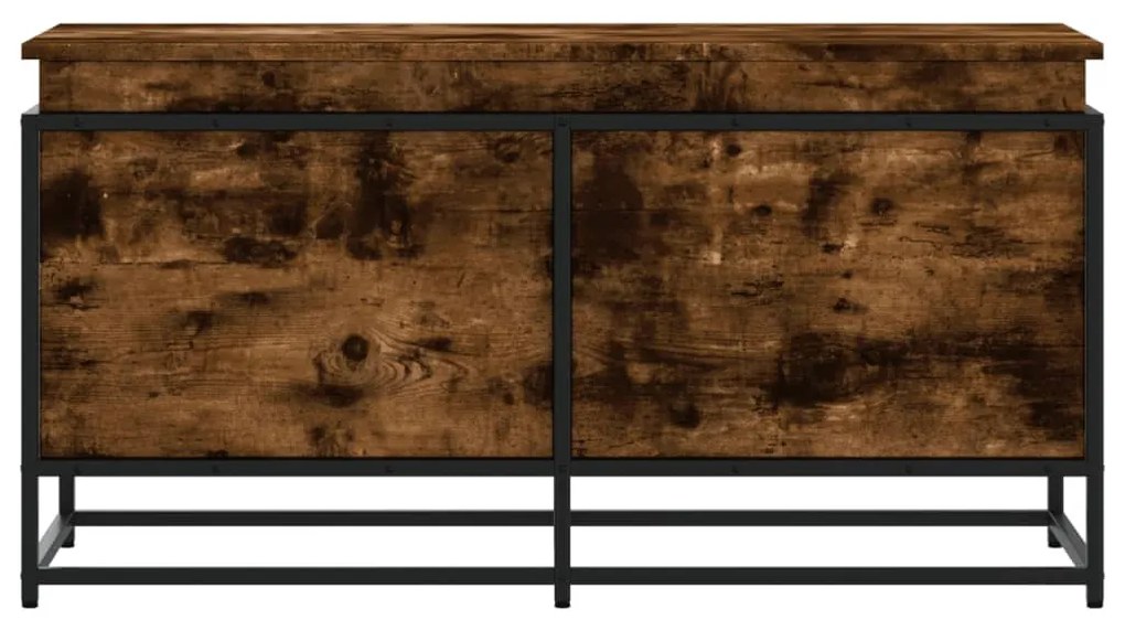 füstös tölgy színű szerelt fa tárolóláda fedéllel 100x40x51,5cm