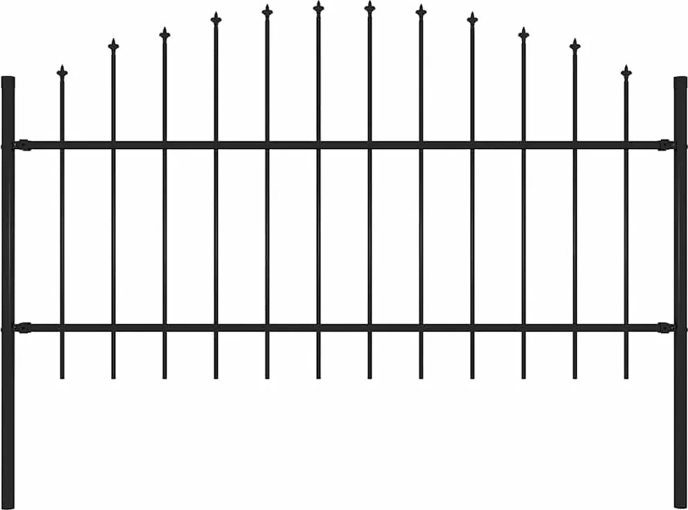 vidaXL fekete acél kerti kerítés lándzsás tetejű 170 x 125 cm