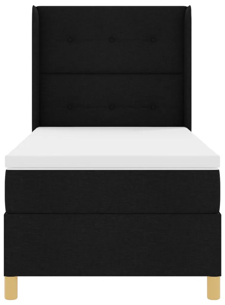 Boxspring Ágy Matraszsal Fekete 100x200 cm Szövet
