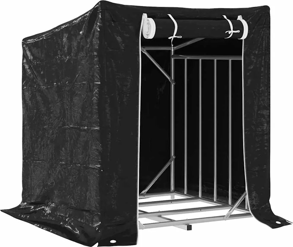 vidaXL Tűzifa állvány esővédővel 100,5x100,5x110,5 cm horganyzott acél