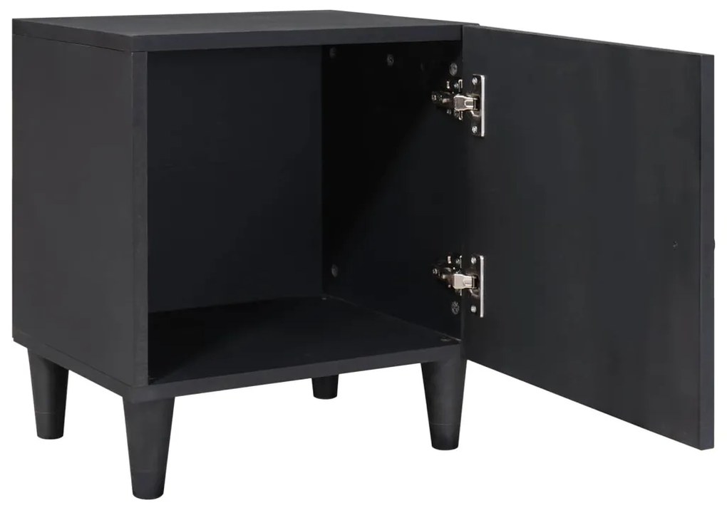 vidaXL Éjjeli szekrény ajtóval 2 pcs Fekete 40 x 33 x 46 cm