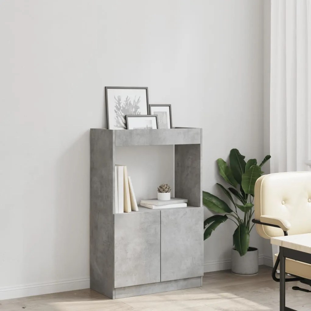 betonszürke szerelt fa magasszekrény 63 x 33 x 100 cm