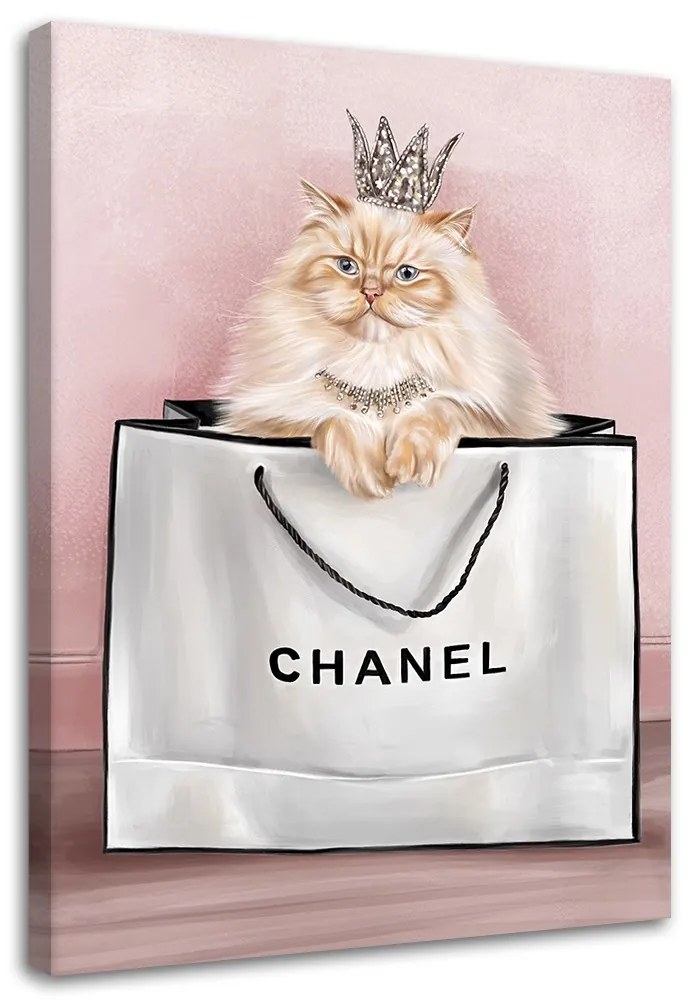 Gario Vászonkép Macska a Chanel táskában Méret: 70 x 100 cm