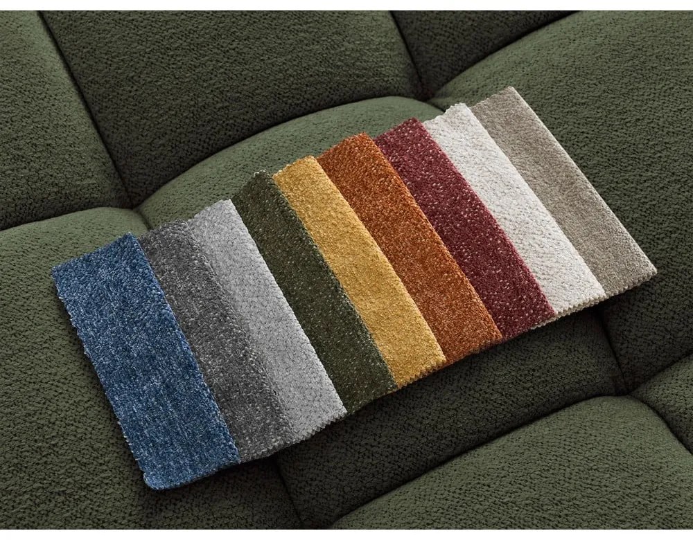 Zöld zsenília kinyitható-tárolóhelyes sarokkanapé (bal oldali-L alakú) Everest – Bobochic Paris