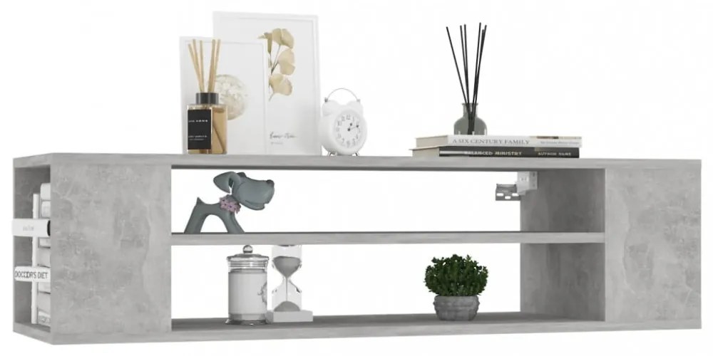 betonszürke szerelt fa függő TV-szekrény 100 x 30 x 26,5 cm