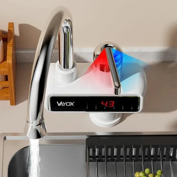 Átfolyós vízmelegítő LED kijelzővel 3000W/230V IPX4 fehér