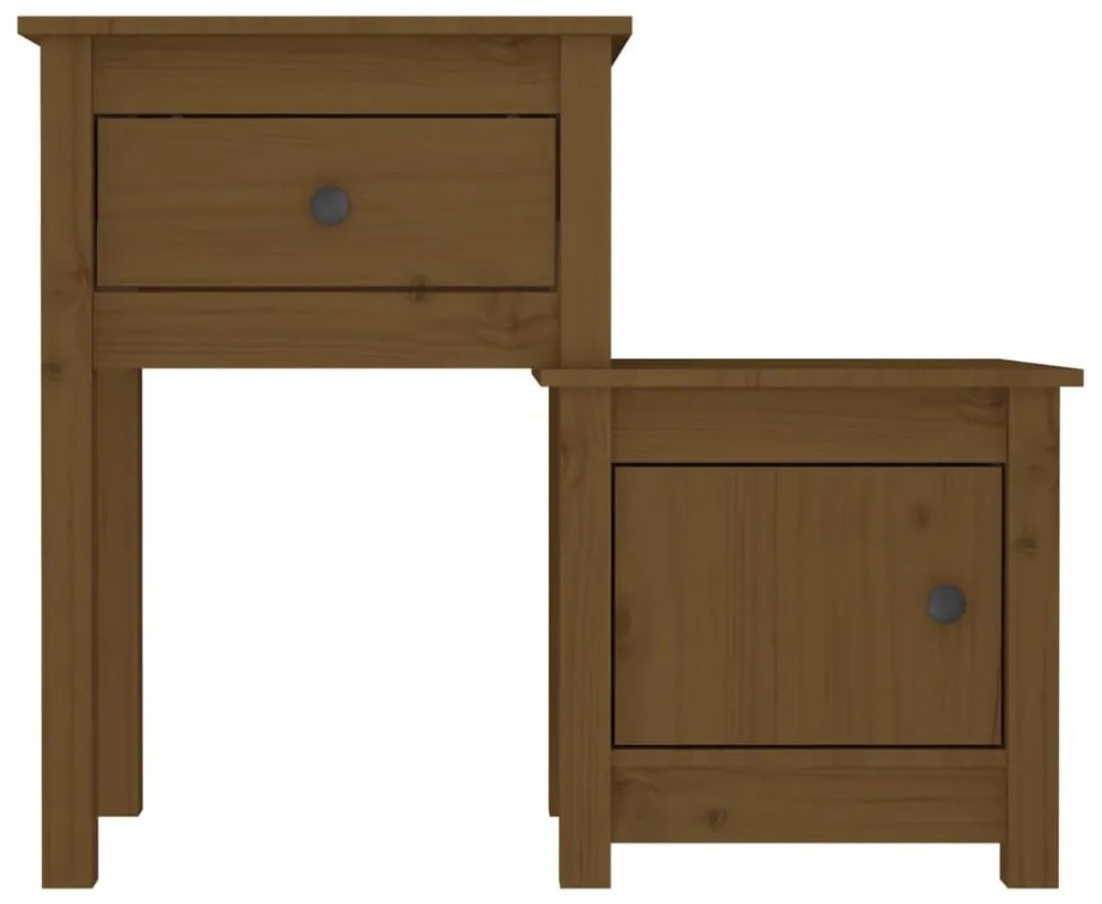 2 db mézbarna tömör fenyőfa éjjeliszekrény 79,5 x 38 x 65,5 cm