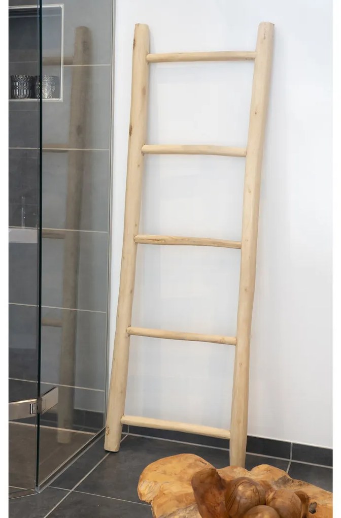 Dekorációs létra teak fából, natúr, 50x150 cm