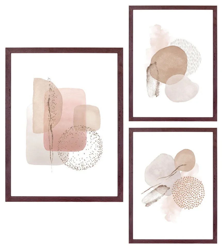 Aspen falikép szett, sötétbarna, 3 db