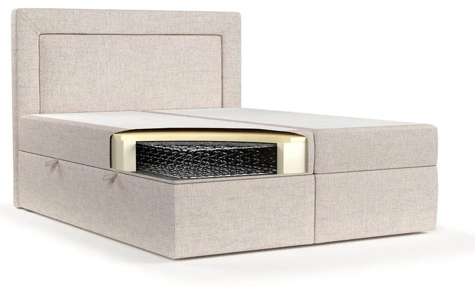 Bézs ágyneműtartós boxspring ágy 140x200 cm Imagine – Maison de Rêve