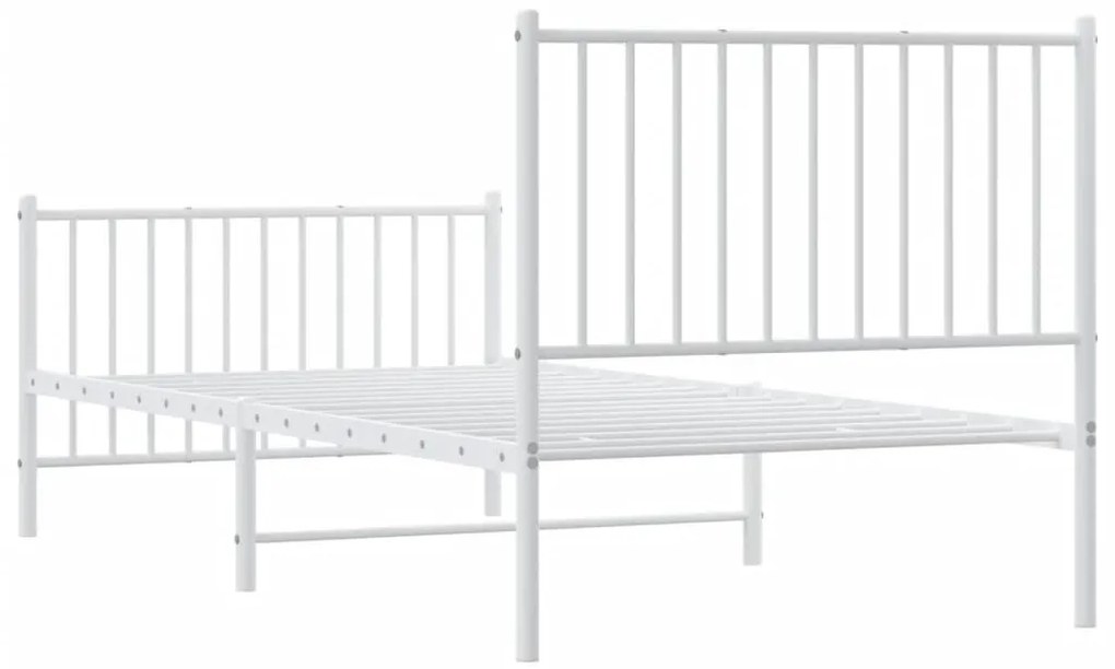 fehér fém ágykeret fej- és lábtámlával 90x200 cm