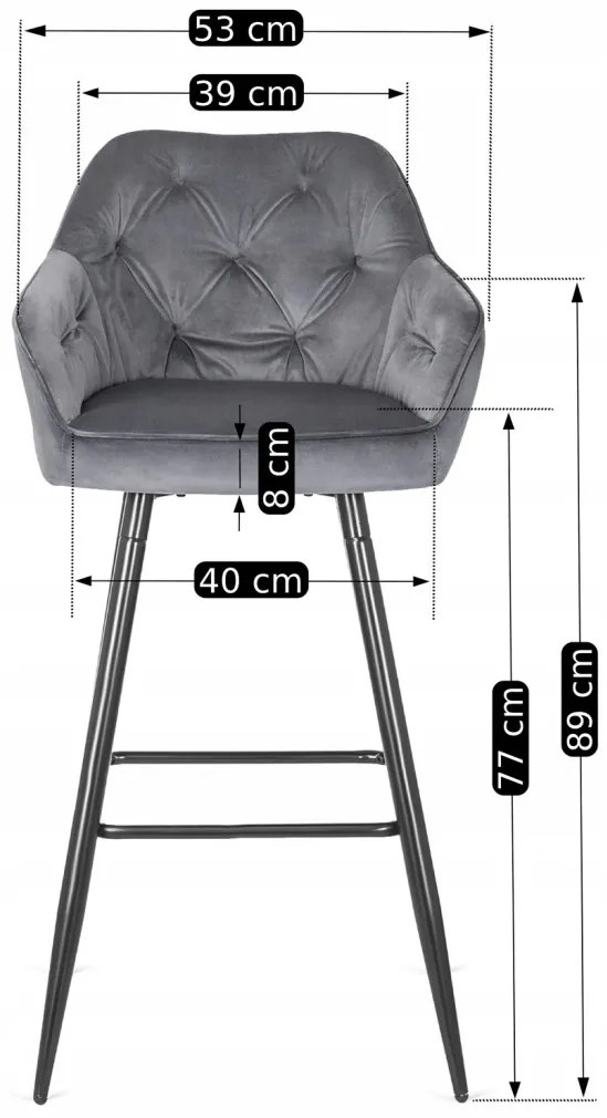 Szürke Bársony Bárszék. SALEM