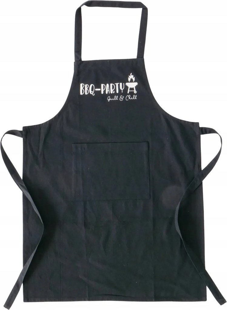 Konyhai Kötény Pamut Fekete Zsebekkel 84X60 CM Bbq Party Felirat