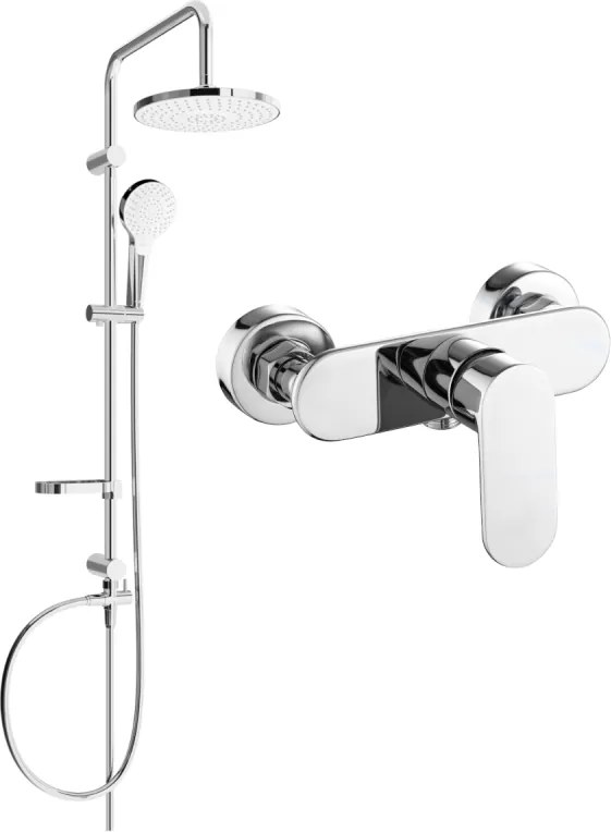 Mexen Erik fali zuhanykészlet esőztetővel és Milo zuhanycsappal, króm - 71340205-00