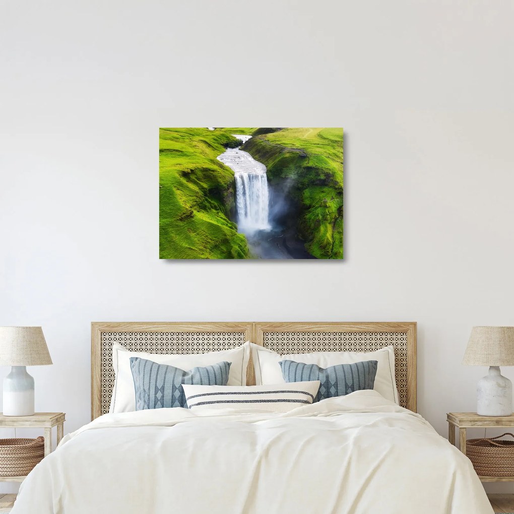 Üveg kép - Skogafoss vízesés (70x50 cm)