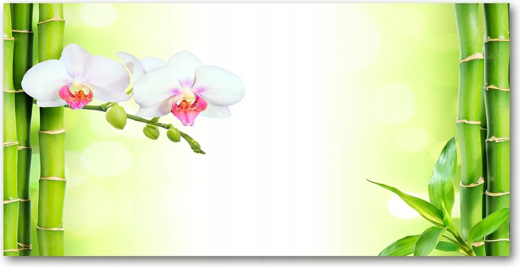 Fotó üvegkép Orchidea és bambusz 140x70