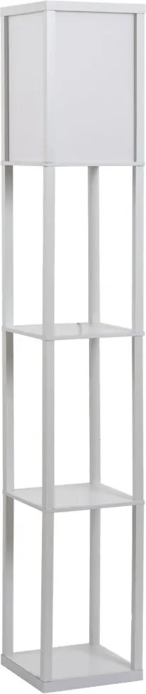 HOMCOM Állólámpa polcokkal, fa állólámpa, 26 x 26 x 160 cm, fehér