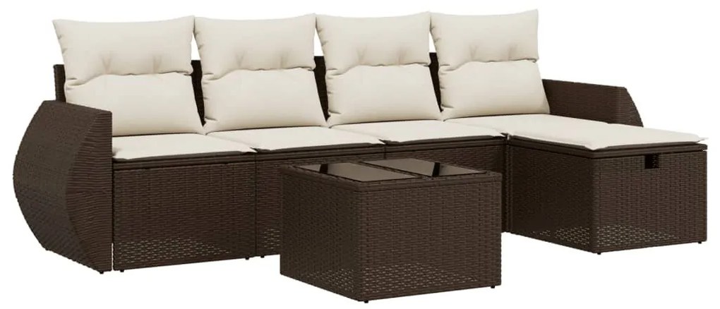 6 részes barna polyrattan kerti ülőgarnitúra párnával