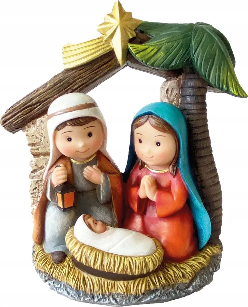 Aranyos Szent Család karácsonyi betlehem figura *gyerekeknek* 15cm magas