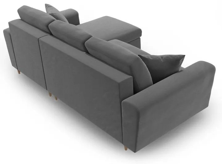 Világosszürke bársony kinyitható tárolóhelyes sarokkanapé Kyoto – Cosmopolitan Design