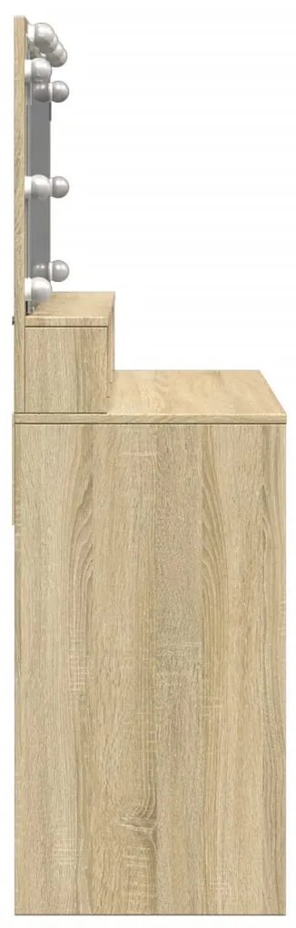sonoma tölgy színű fésülködőasztal LED-del 80 x 41 x 134,5 cm