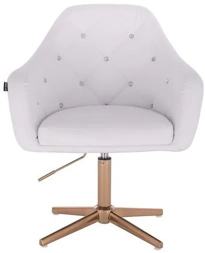 HC830CROSS Fehér modern műbőr szék arany lábbal