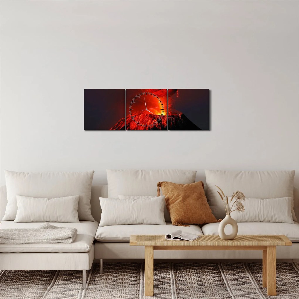 Egy vulkán képe (órával) (90x30 cm)