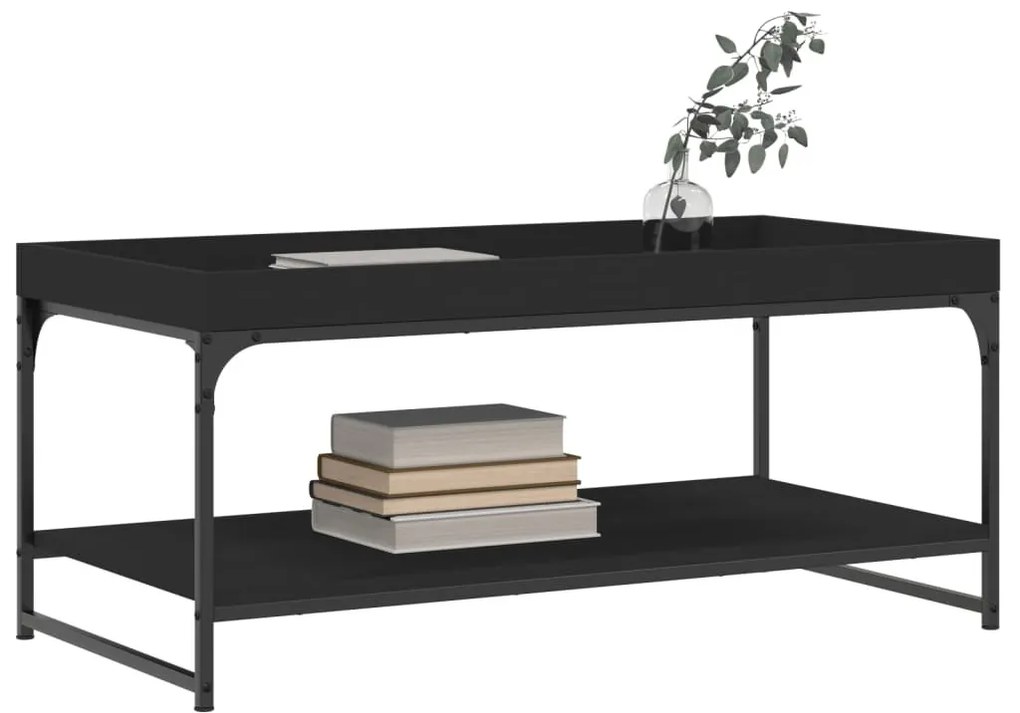 Fekete szerelt fa dohányzóasztal 100 x 49 x 45 cm