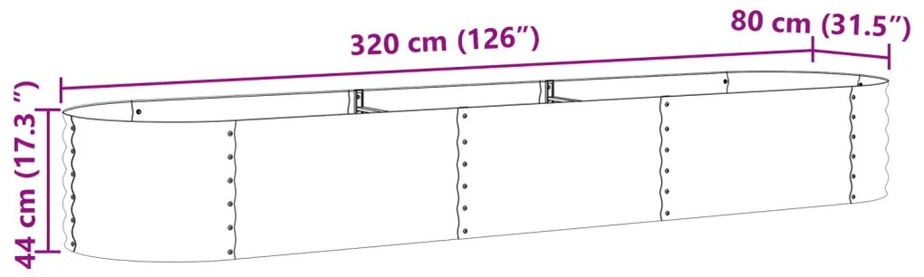 Kerti magaságyás Barna 320 x 80 x 44 cm Acél
