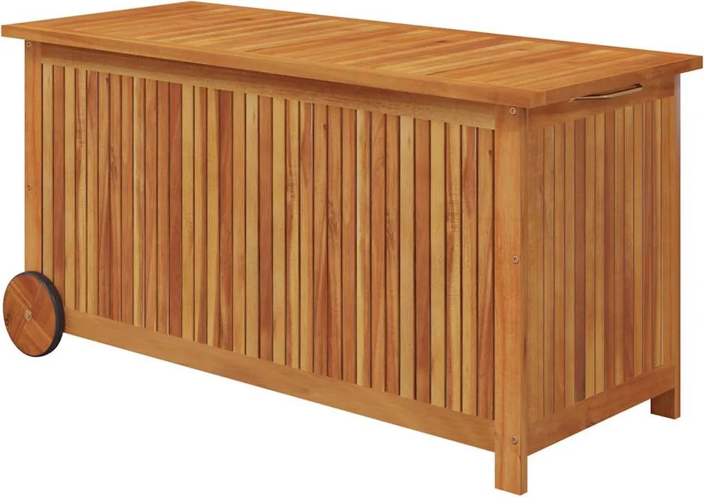 Tömör Akácfa Kerti Tárolóláda Kerekekkel 113 X 50 X 58 Cm
