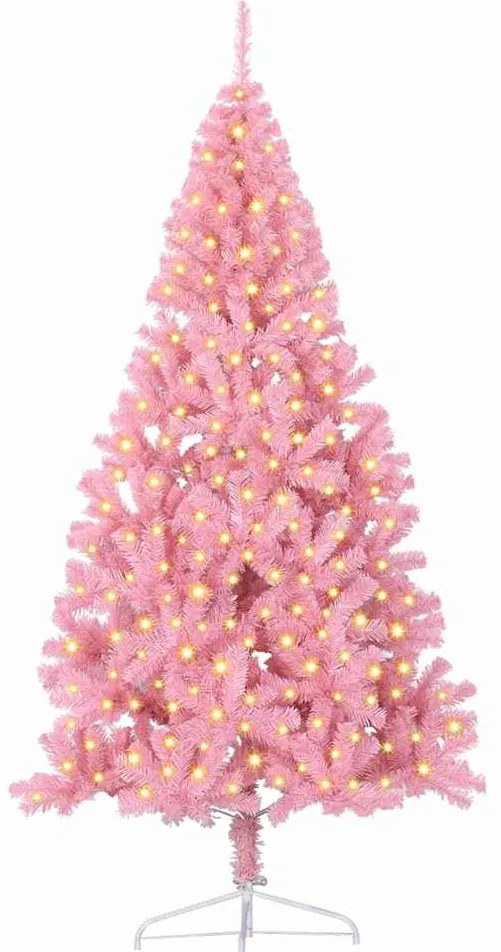 Mesterséges, előre világított karácsonyi fa Rózsaszín 210 cm